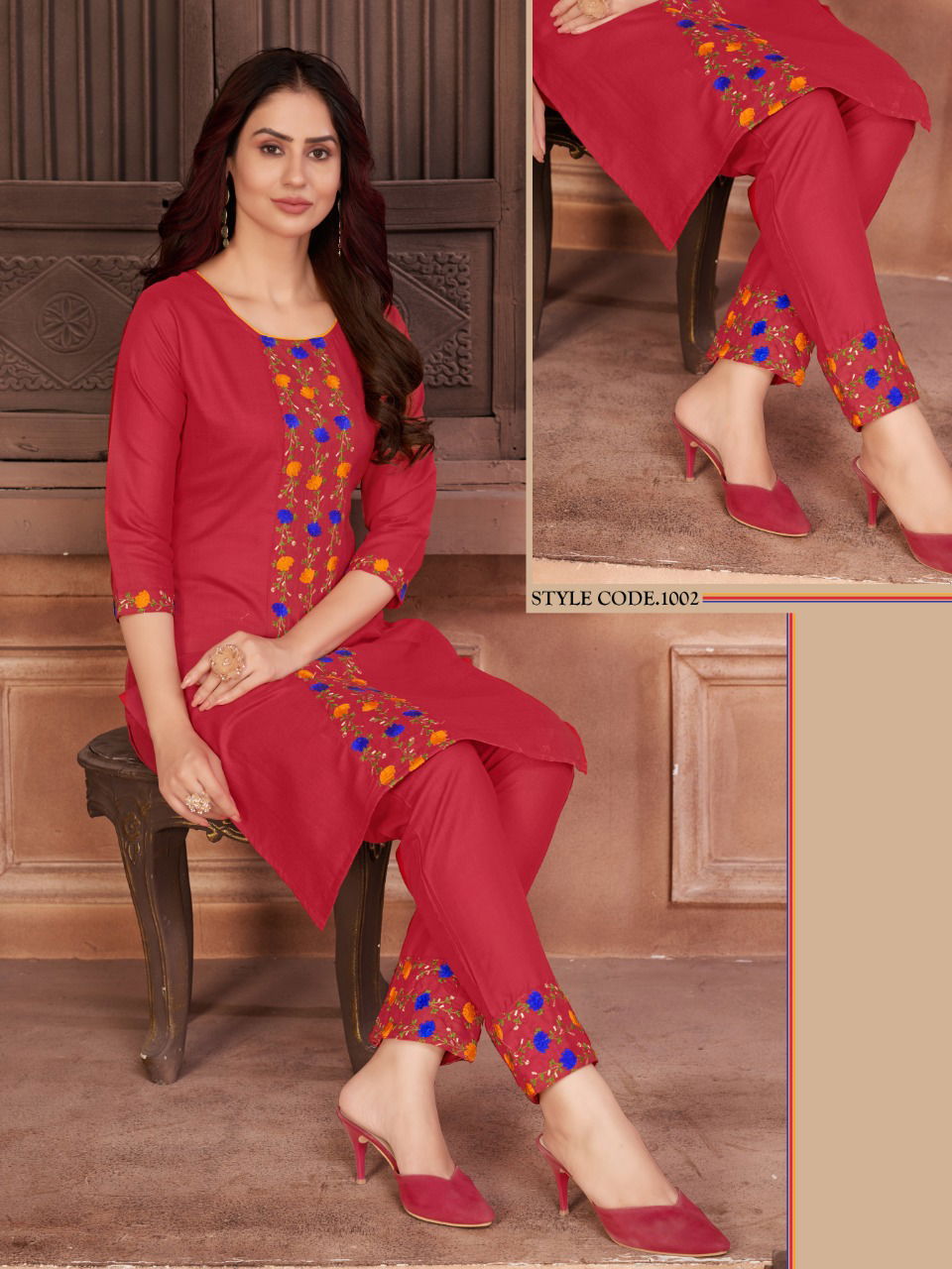 The Womens Thread Amanat Ethnic Wear Rayon Designer Kurti With Bottom Collection